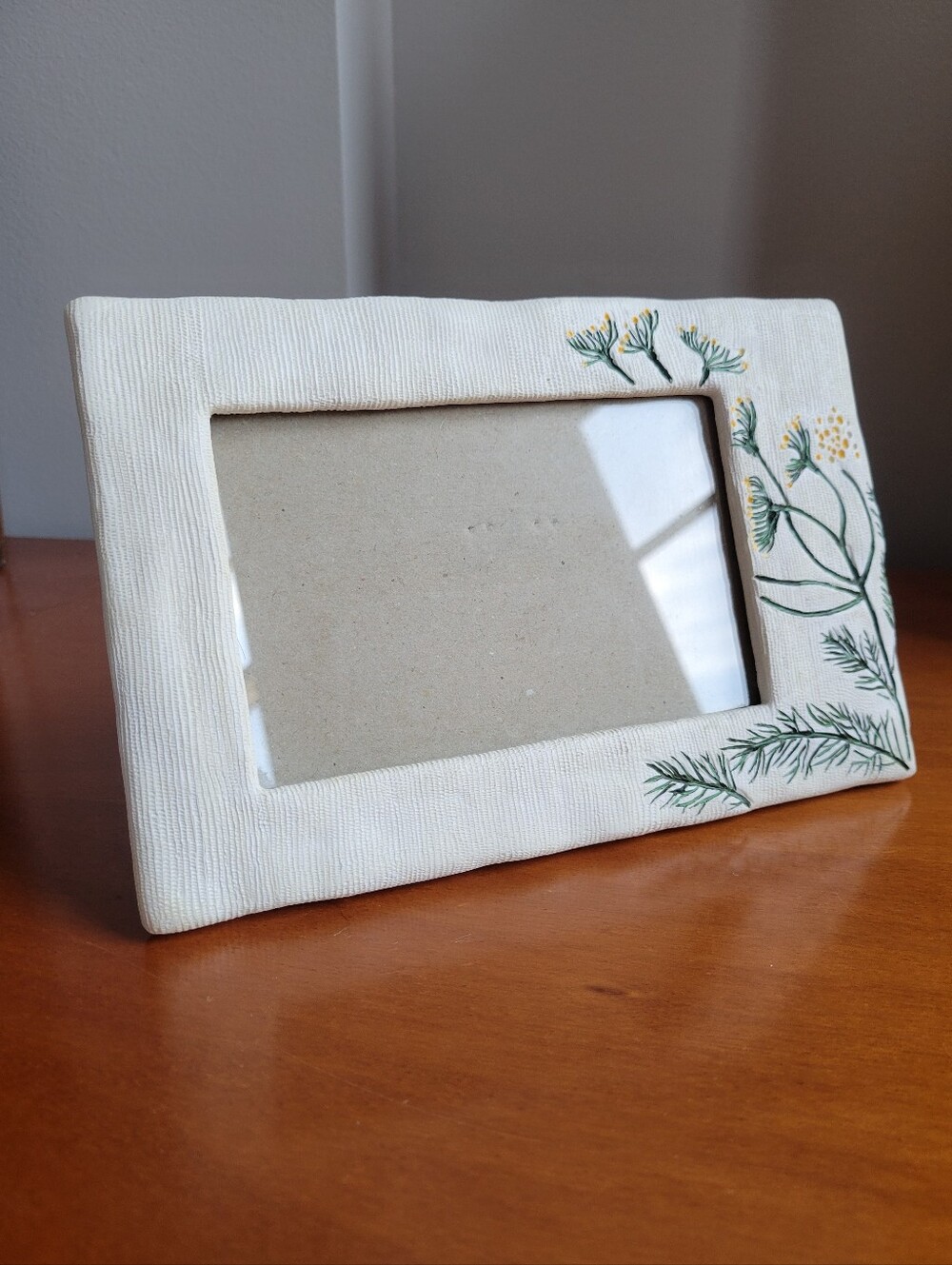 Vintage 1999 Burnes of Boston Ceramic Picture Frame - Cottagecore Herb & Dill